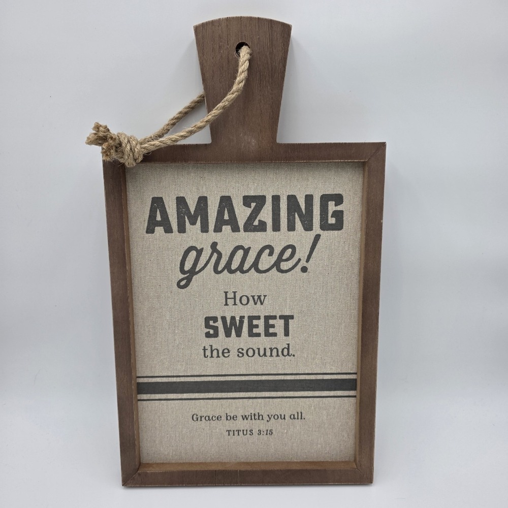 Amazing Grace Hymn Farmhouse Sign Rustic Wood Framed Canvas Home Decor Wall Art